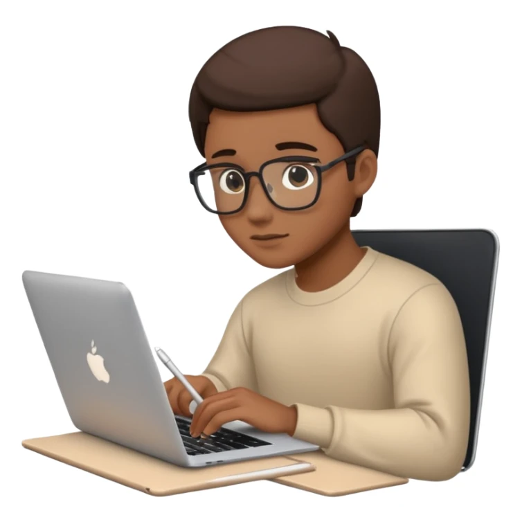 PERSONA ESTUDIANDO CON UN MACBOOK Y UN IPAD sticker