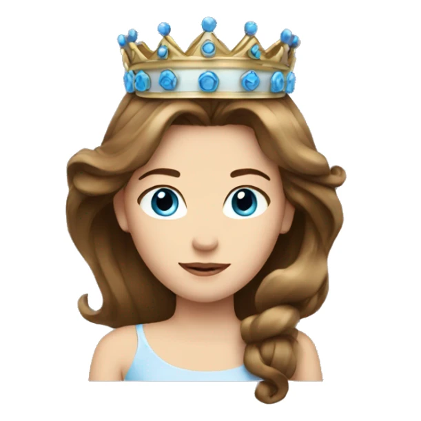 prinses with crown brown hair blue eyes sticker