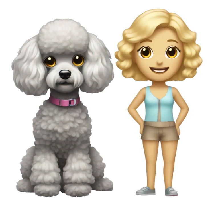 toy poodle and blonde girl sticker