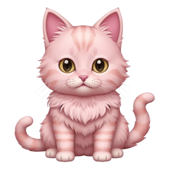 full body of baby American Bobtail pink cat  sticker