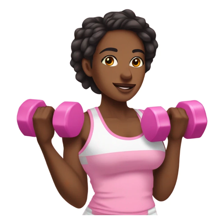 Khalyn slim thick build holding dumbbells pink and white gym clothes  sticker