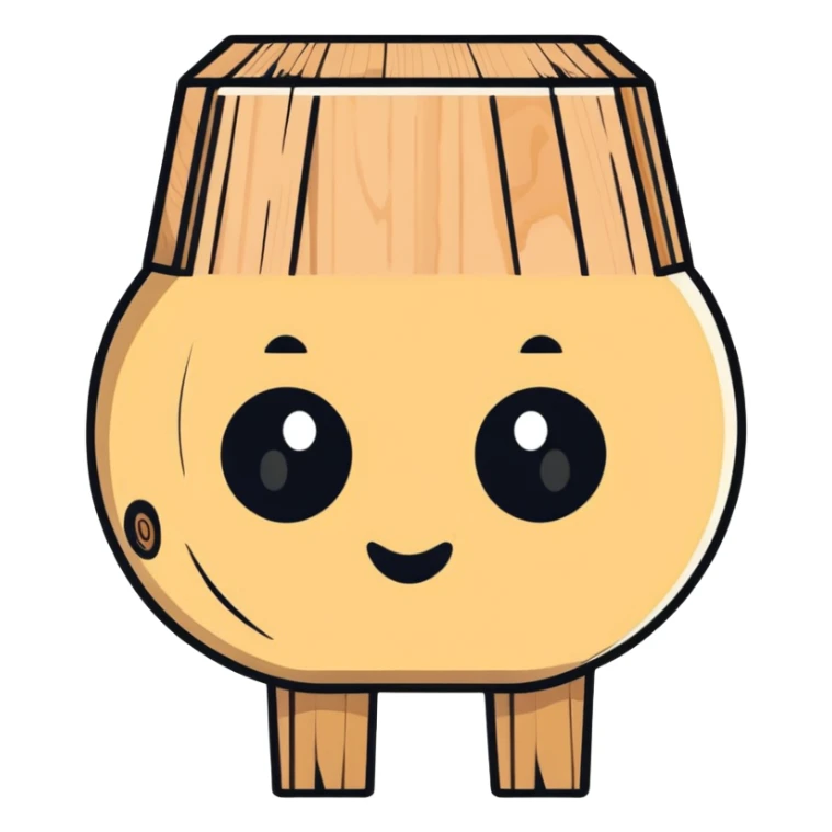 piece of wood with a friendly face, carved or natural sticker