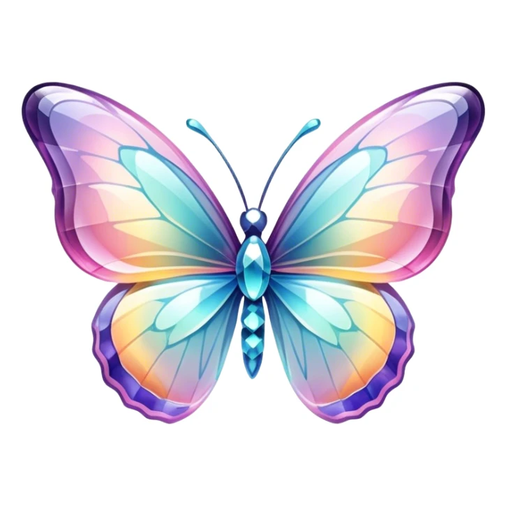 Shiny sparkly transparent colorful pastel glass-crystal-butterfly sticker