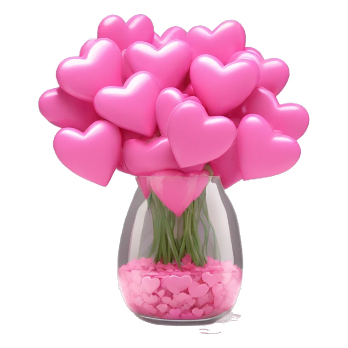 10000000 huge pink hearts on stems in a clear glass vase sticker