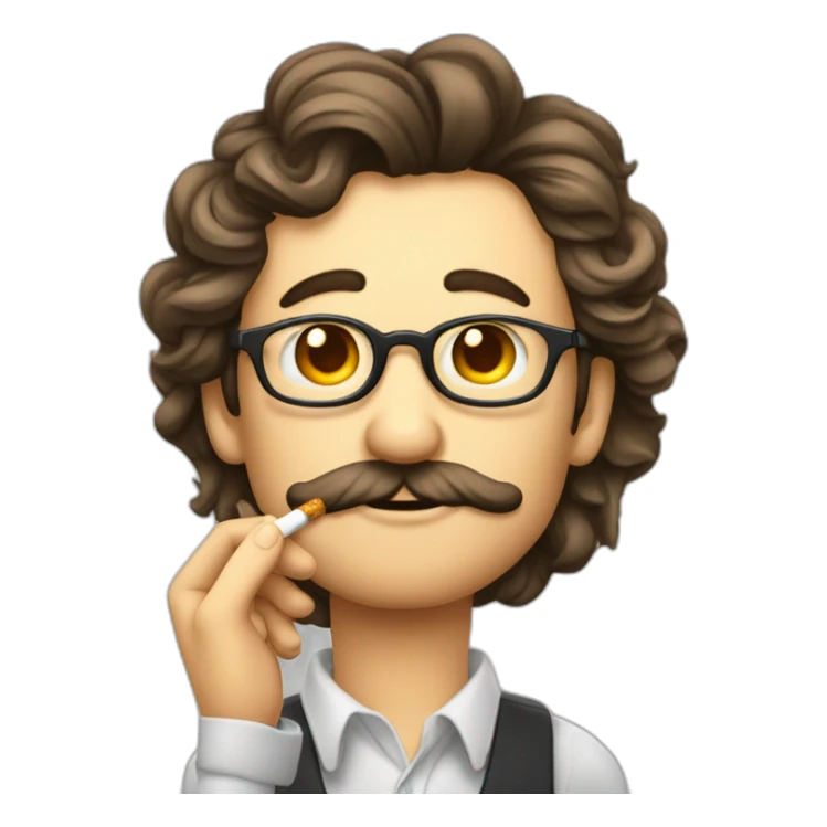 Un homme alcoolisé avec une cigarette dans la bouche et un verres devant lui sticker