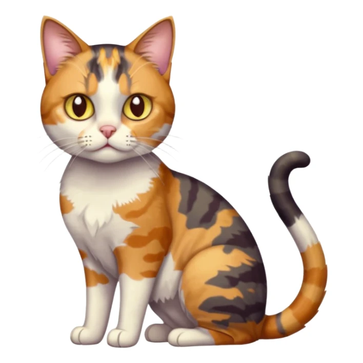 full body anxious looking colourful light patched calico tabby cat with hazel eyes sticker