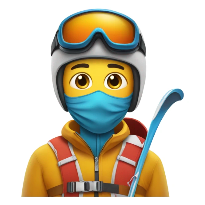 Skier with a thermometer in his mouth sticker