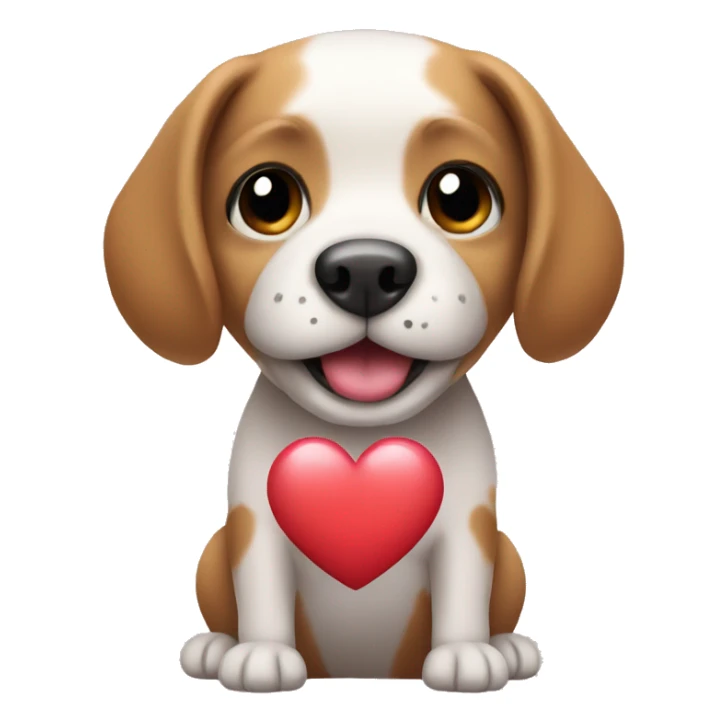 cute little dog holding a heart sticker