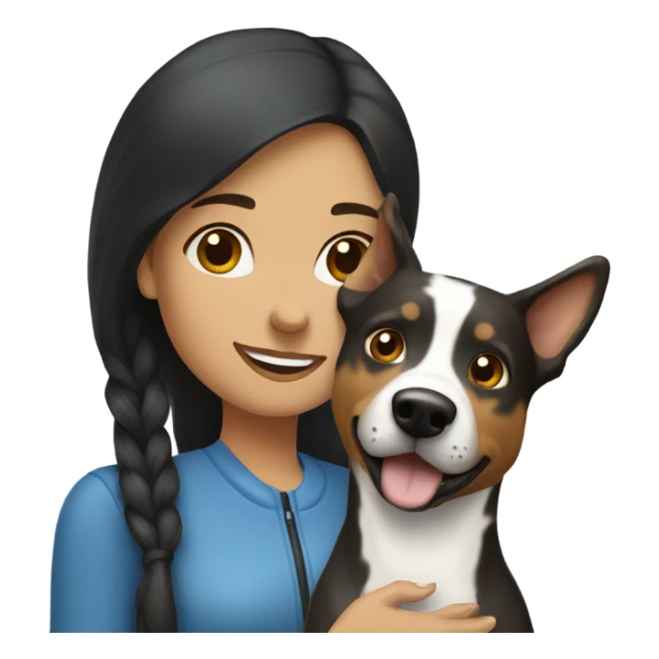 brunette girl with blue heeler sticker