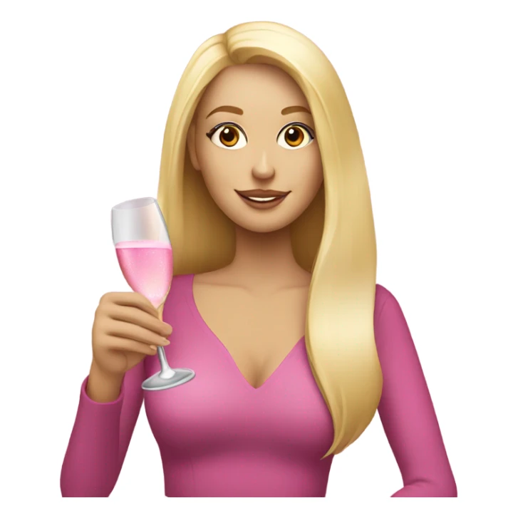 Pretty blonde lady with long hair drinking pink champagne sticker
