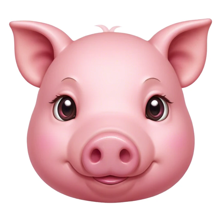 Cinematic Cute Pig Portrait Emoji, Head tilted playfully and inquisitively, featuring a glossy rosy-pink hide with a cute snout and a subtle natural sheen, round, sparkling beady eyes filled with curiosity, Simplified yet irresistibly adorable features, highly detailed, glowing with a warm, friendly glow, high shine, affectionate and lively, stylized with a touch of farmyard whimsy, bright and endearing, soft glowing outline, capturing the essence of a mischievous yet loving pig, so playful it feels like it could oink out of the screen and into your arms! sticker