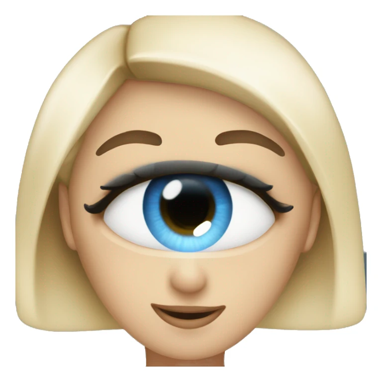 white girl with black hair and blue eyes with magnifying glass sticker