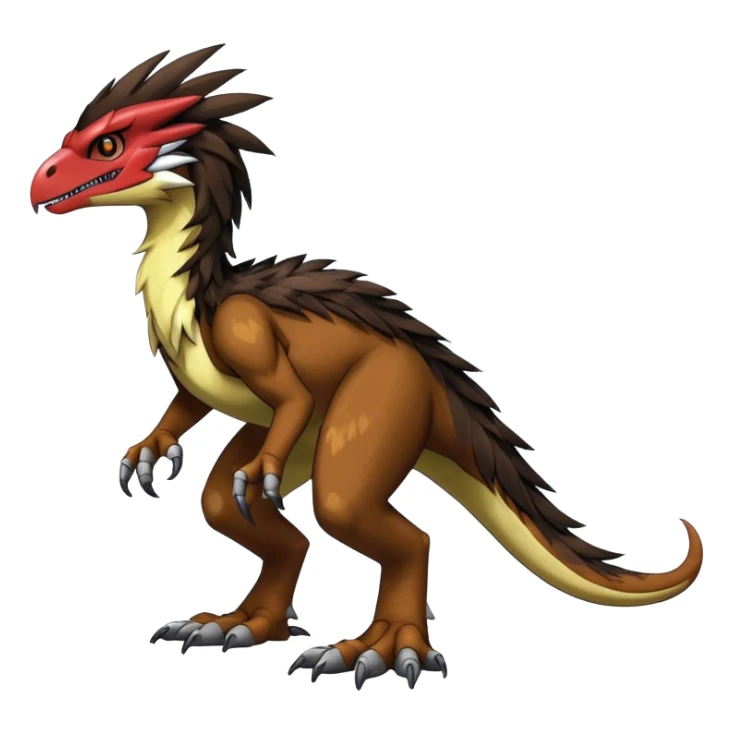 Dark Furry feather-mane Cool Edgy shiny Digimon-Fakemon-Guilmon-Velociraptor full body   sticker