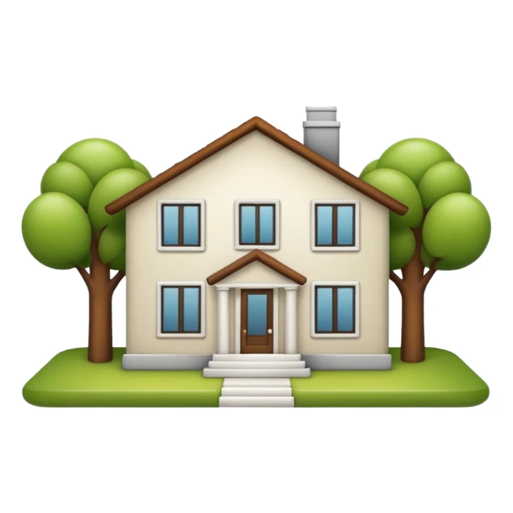modern house, apple emoji style sticker