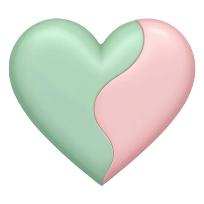 A half pastel green half pastel pink heart sticker