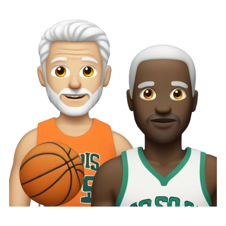 white man with white hair and basketball player sticker