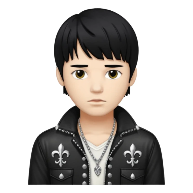 chrome hearts,man, black hair,white,normal,messy fringe sticker