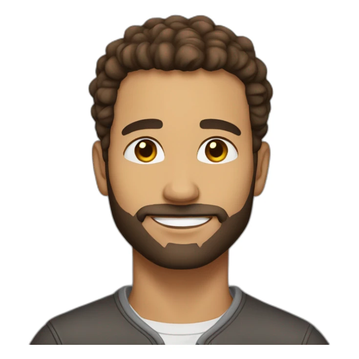 Man, brown short on the side hair, brown eyes, short beard, light skin color, chain on the neck sticker