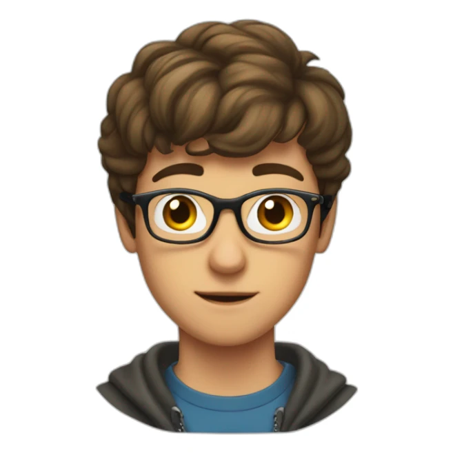 short-haired, brown-haired young man wearing glasses unable to put a key in the lock of a door sticker