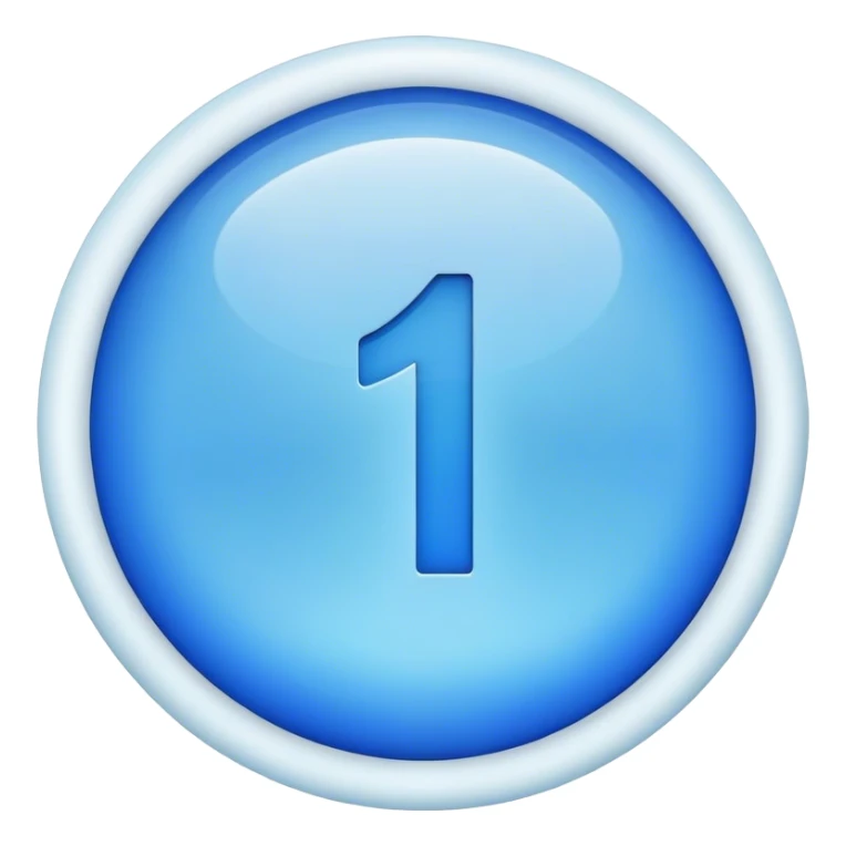 a simple, easily readable number 1 with blue a circle background sticker