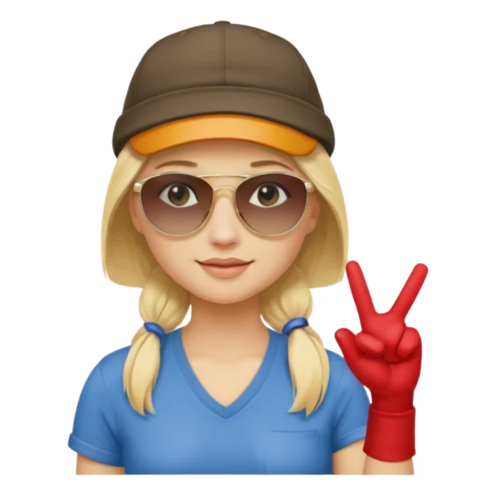 Blonde gangsta girl with sunglasses and backwards hat pulling hand sign sticker