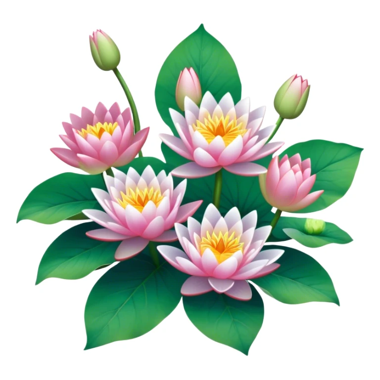 big bouquet Water Lily, stem, leaf sticker