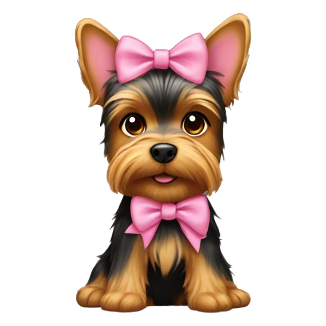 A Yorkie pooh with a pink bow  sticker