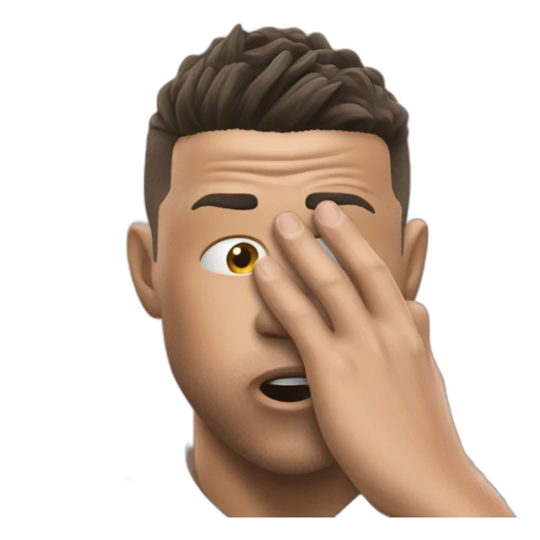 Ronaldo shocked with is two hand on his face sticker