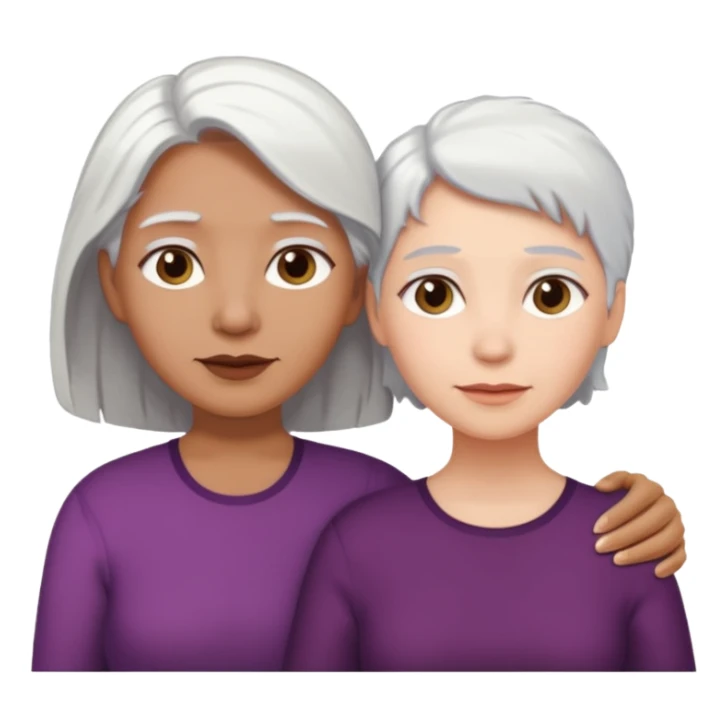 Madre con pelo blanco y hija adulta morena sticker