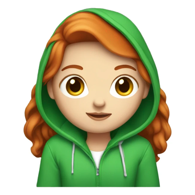 Red head white girl wearing green hoodie holding iPhone  sticker