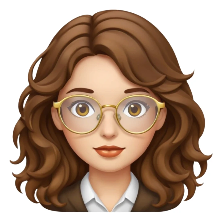 Girl with wavy brown hair and gold glasses sticker