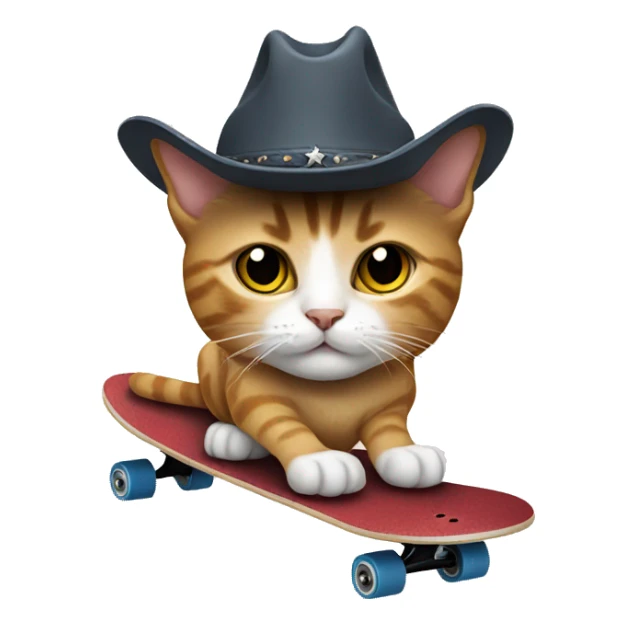 Cat with a cowboy hat on a skateboard  sticker