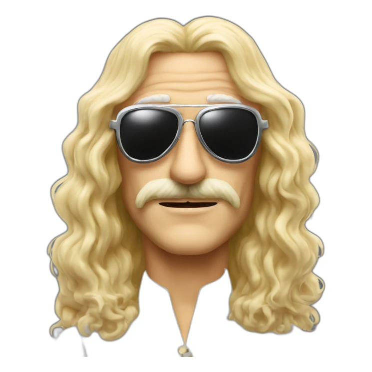 michel polnareff with sunglasses mustache and long blond hair sticker
