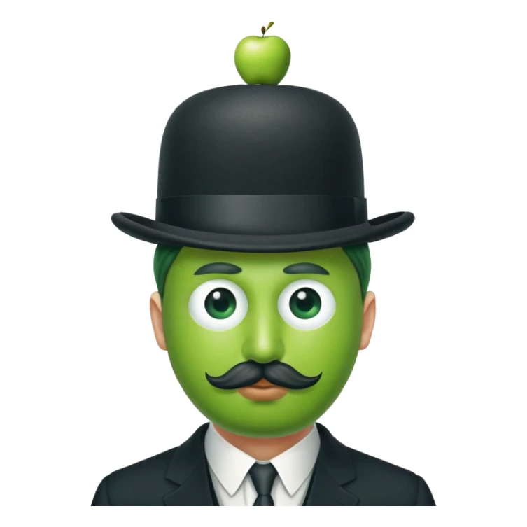Magritte “the son of man” with green apple instead of head sticker