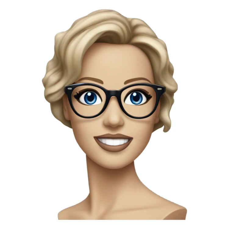 Kate Beckinsale, glasses, blue eyes happy elegant mannequin  sticker