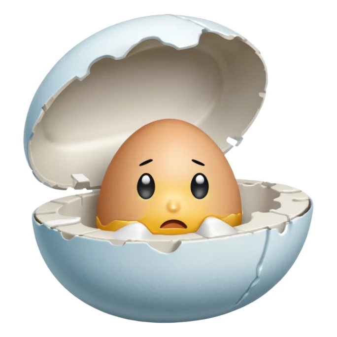 make a singular egg in a egg carton with empty spots around to represent isolation. make the egg have a sad expression like a sad face with tears. sticker