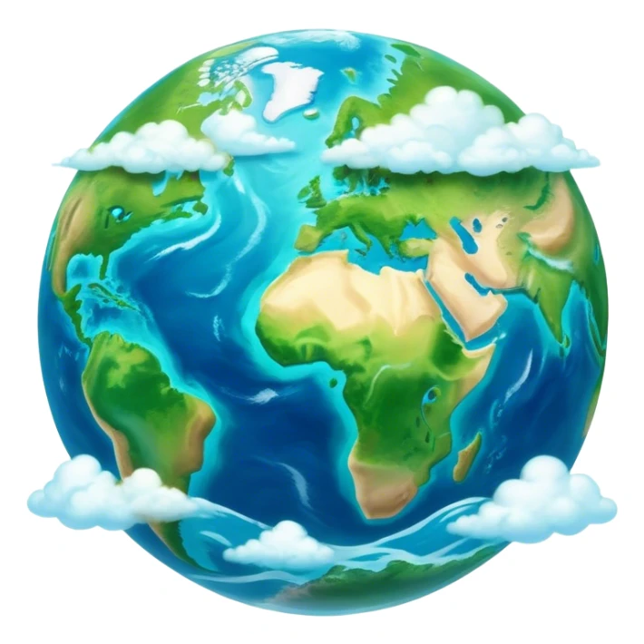 Cinematic Realistic Earth, depicted with vibrant blue oceans, clouds, and lush green continents rendered in exquisite detail, high shine, and a soft radiant glow that captures the dynamic, life-sustaining beauty of our home planet. sticker