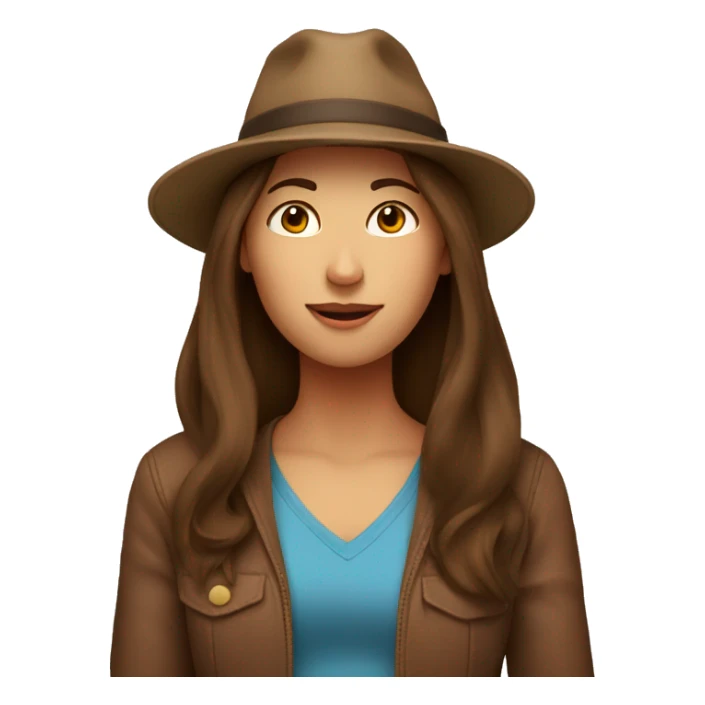 Mom with long brown hair and son with a hat sticker