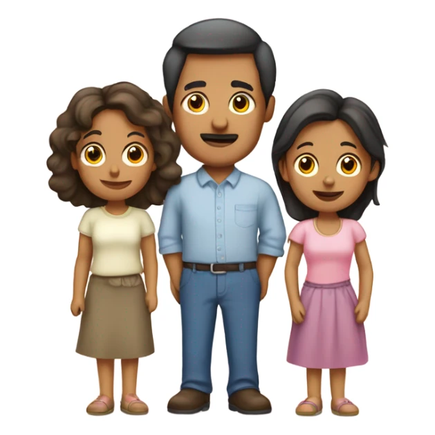 Familia de 5 personas papá mama hijas tres sticker