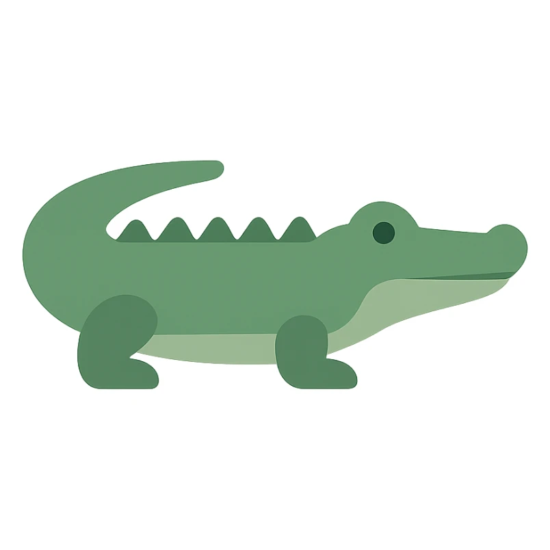 crocodile, flat icon style, bold colors, geometric shapes sticker