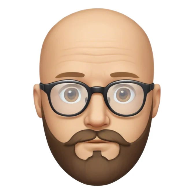 White bald head with beard and glasses  sticker