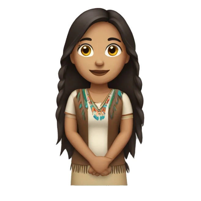 WOMAN INDIGENOUS, LONG DARK BROWN HAIR.  sticker