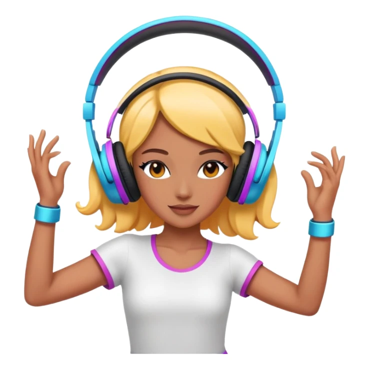 Colorful dancing figure with headphones for 'Beauty and a Beat' sticker