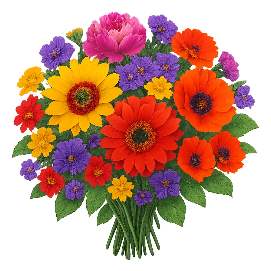 A bright floral bouquet, vibrant colors sticker