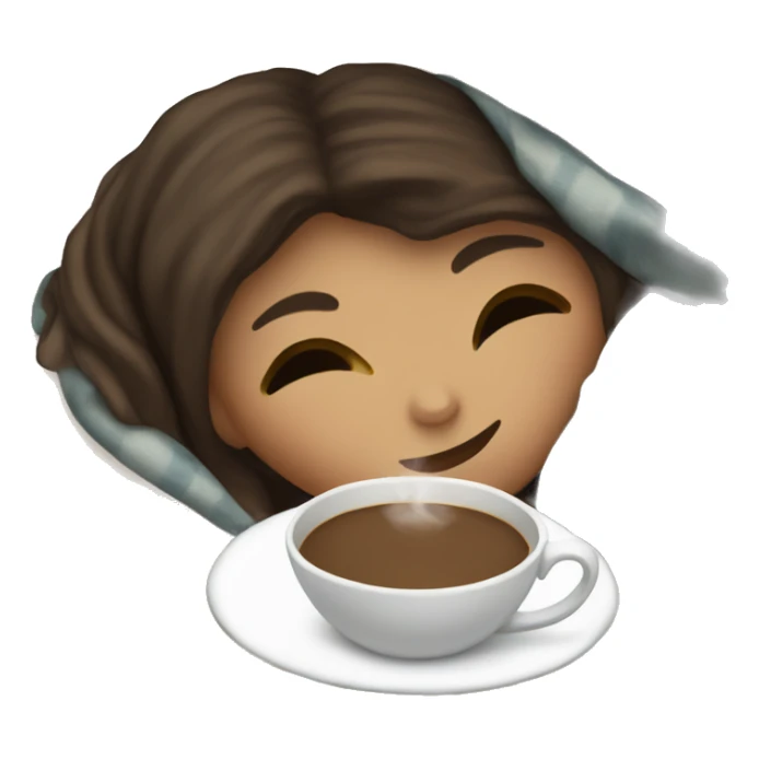 girl brunette inside a blanket sipping coffee eyes closed sticker