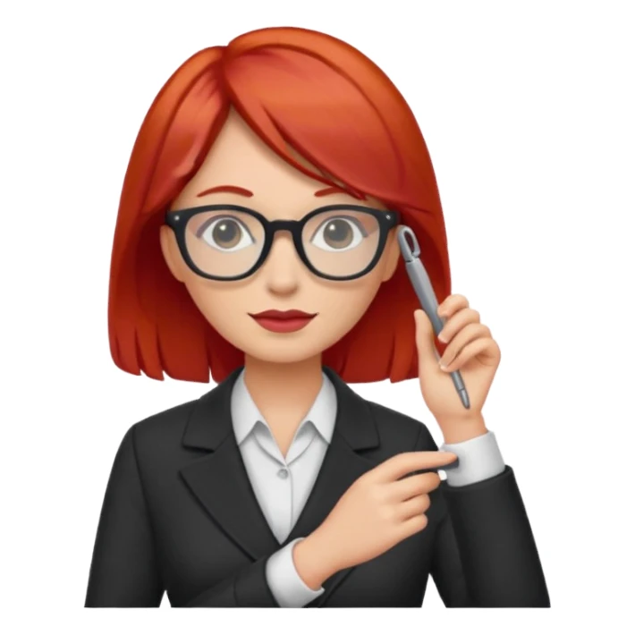 tailor woman with red hair and glasses sticker