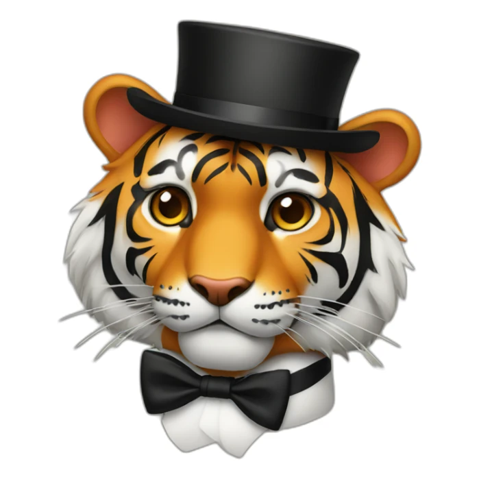 Tiger Wearing A Top Hat And Bow Tie sticker