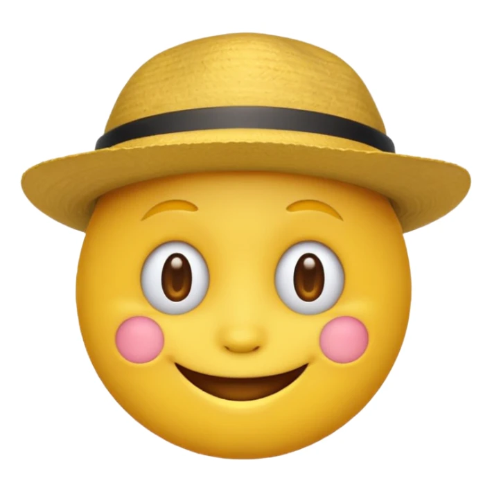 classic yellow emoji face wearing a hat, cheerful expression sticker