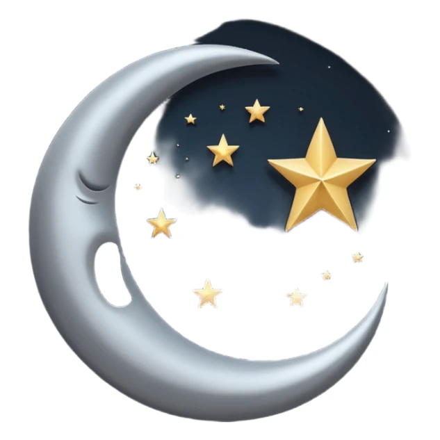 
iOS style emoji, minimal crescent, dark fantasy moon, flat sticker