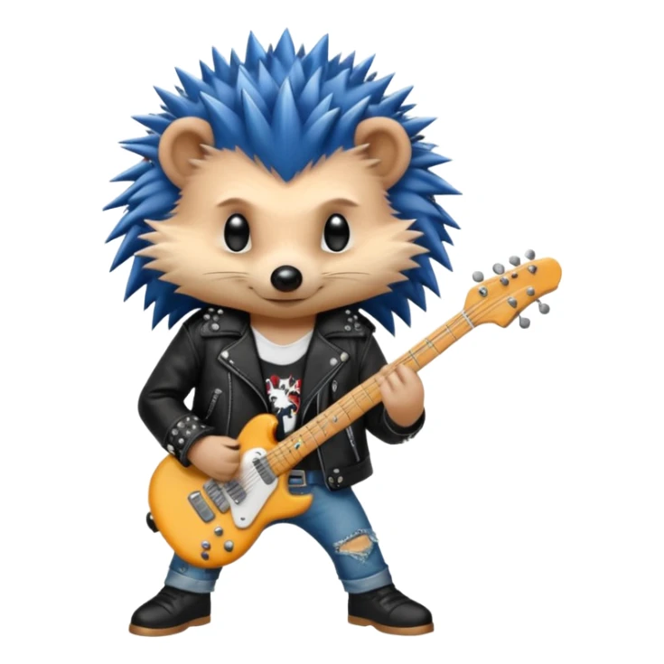 Punk guitarist hedgehog sticker